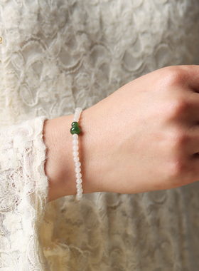 白和田玉碧玉葫芦手链