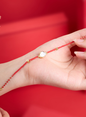 禅木匠财神红琉璃本命年女款手链