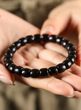 禅木匠黑檀木桶珠手串