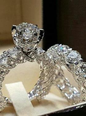 Elegant Women Jewelry Wedding Set Rings White Ring Size 5-11