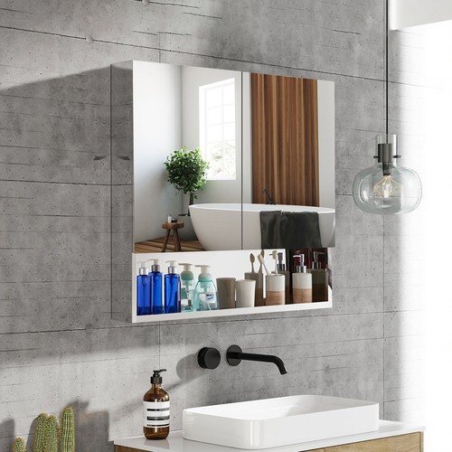 澳思美浴室镜柜不锈钢挂墙式带置物架小户型洗手间化妆镜箱镜子 - 图1