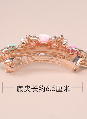 弹簧夹新款发夹水钻花朵发卡后脑勺一字横夹花朵马尾夹发饰品