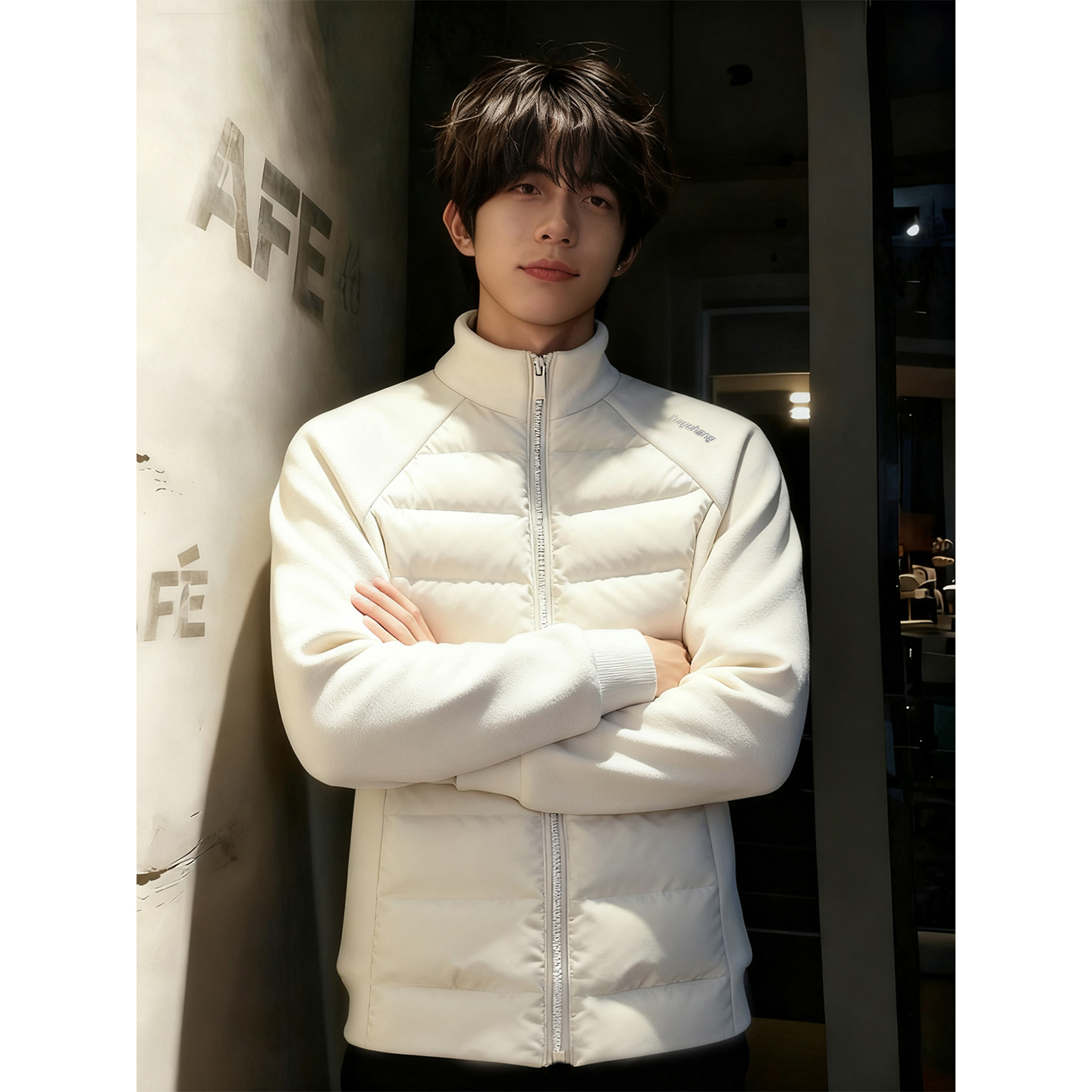 轻量化排骨羽绒服男加绒冬季cleanfit立领棉服高级感运动修身棉衣 - 图1