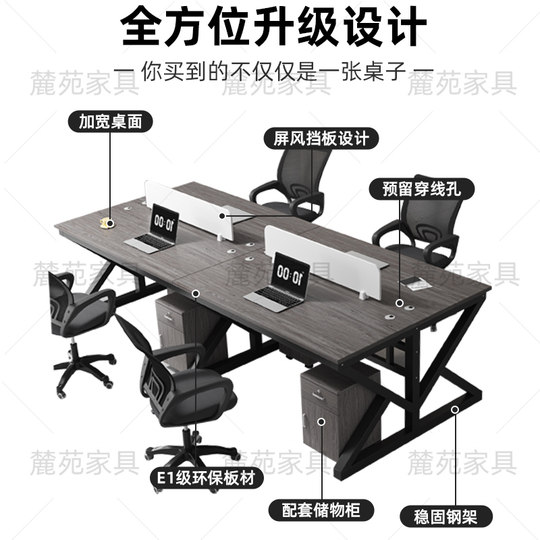 职员办公桌椅组合办公室电脑桌简约现代四六人位屏风办公桌员工位