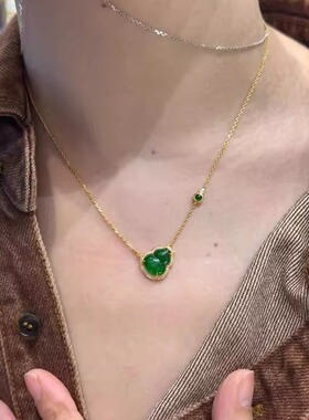 小红书同款碧绿小葫芦吊坠项链女新中式设计吊坠百搭高级感锁骨链
