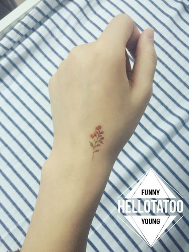 水彩叶子植物手绘花卉果实 原创小清新防水纹身贴持久女情侣刺青 - 图0