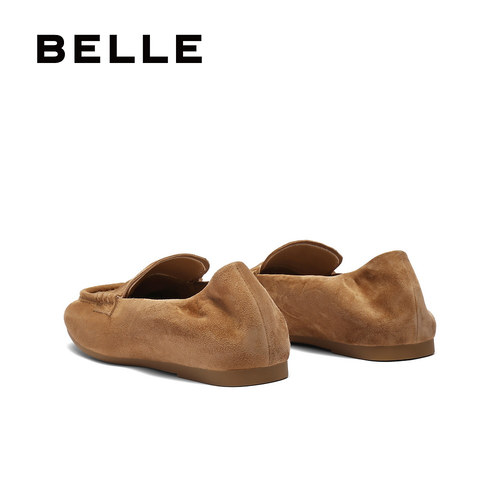 专柜正品百丽乐福鞋2025秋款女鞋羊皮圆头豆豆鞋通勤单鞋E1W1DCA5 - 图2