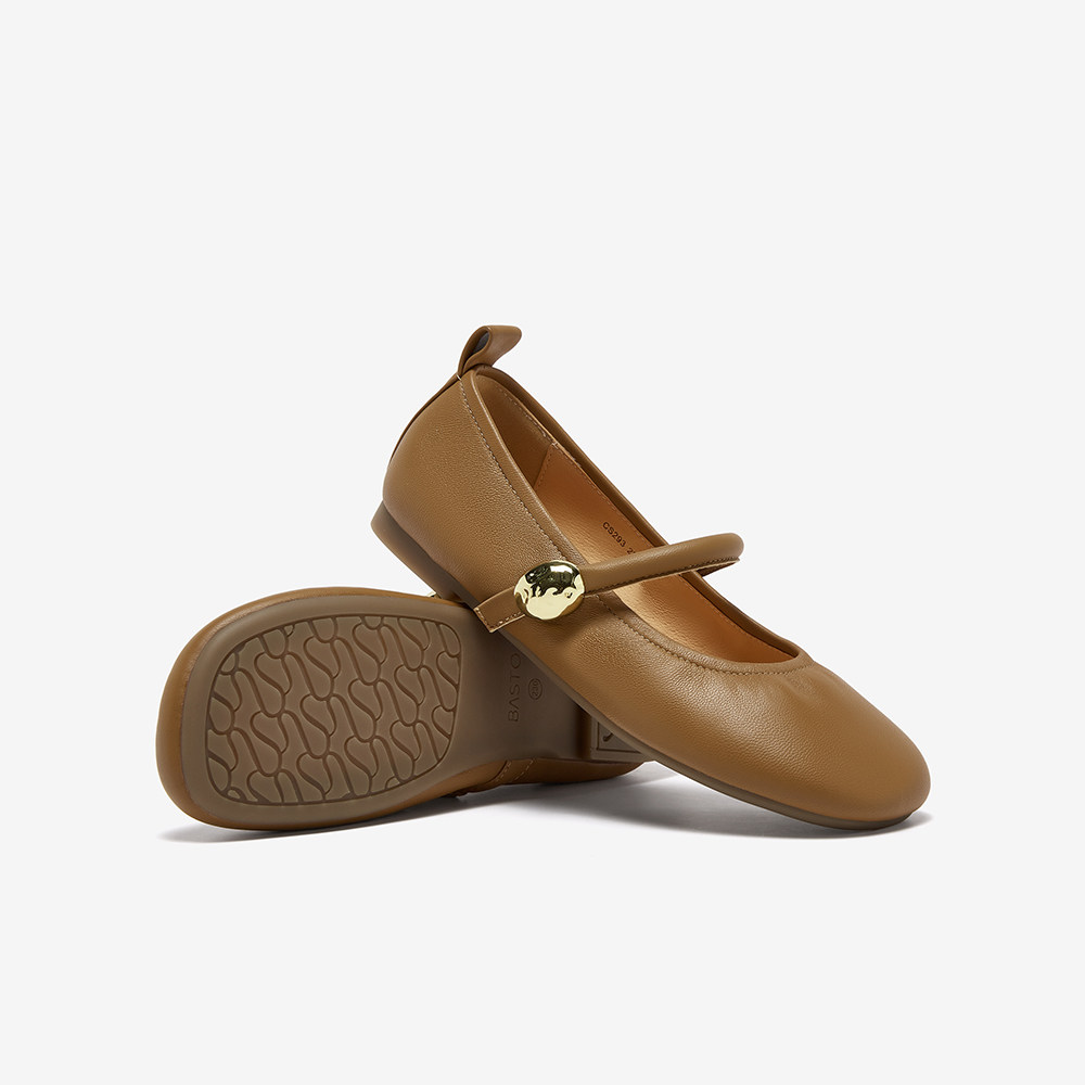 百思图2025秋季商场新款舒适羊皮玛丽珍鞋低跟女船鞋单鞋CS293CQ5 - 图3