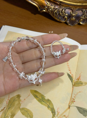 兮语「白狐」足银999银戒指女狐狸面具纯银新中式国风礼物