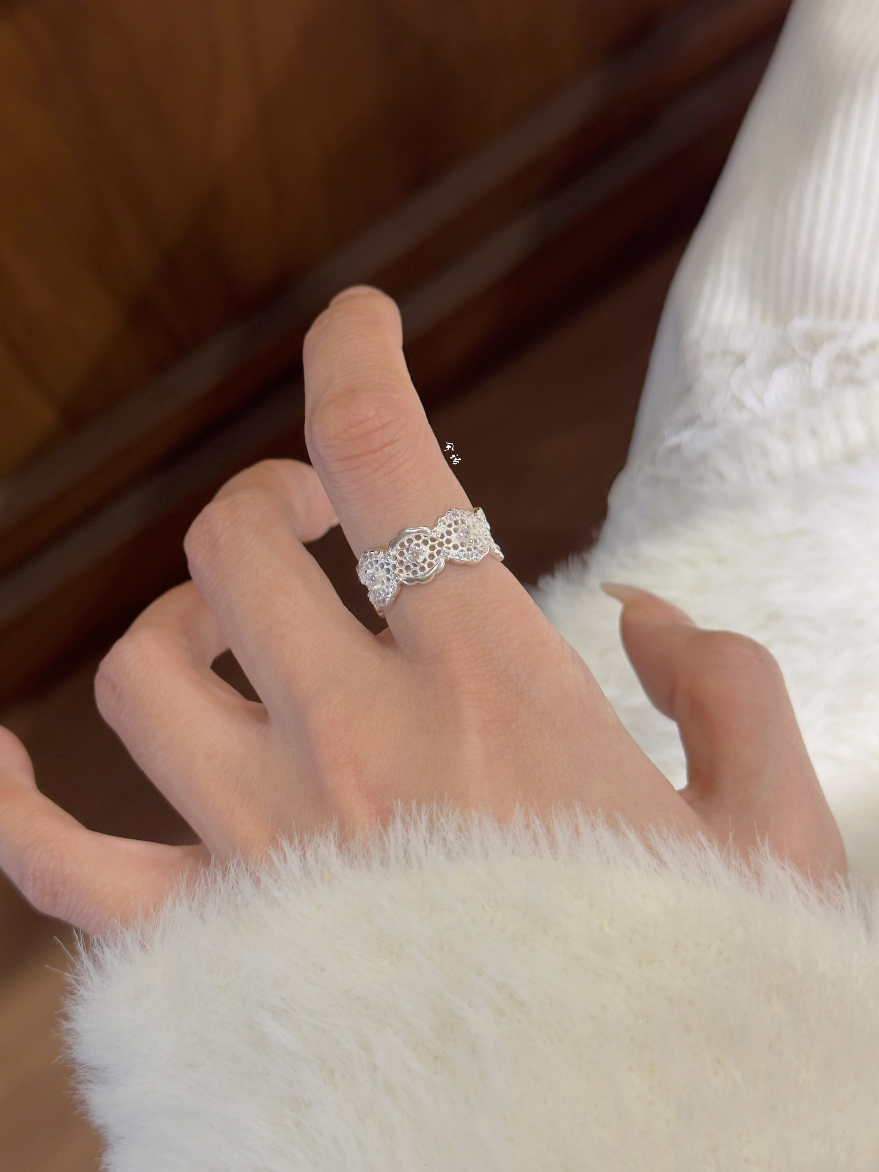 Xiyu Zhiying Lace Pure Silver 99 Sterling Silver Ring New Chinese Style Niche Cool Temperament Versatile Silver Jewelry