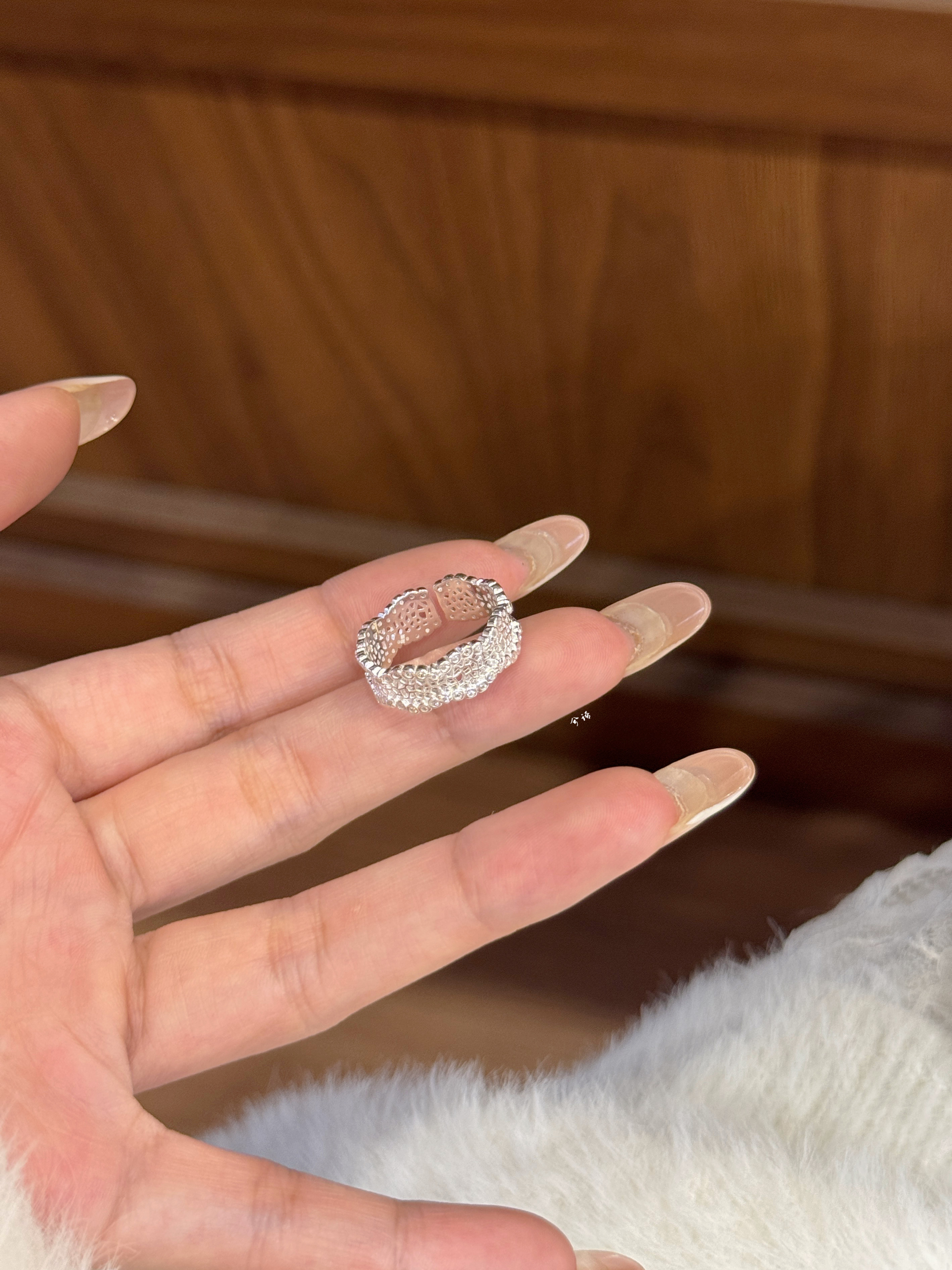 Xiyu Zhiying Lace Pure Silver 99 Sterling Silver Ring New Chinese Style Niche Cool Temperament Versatile Silver Jewelry