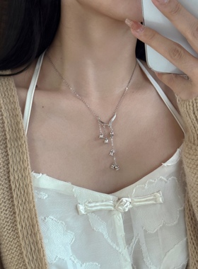 足银项链铃兰花流苏锁骨链原创设计小众百搭七夕情人节礼物