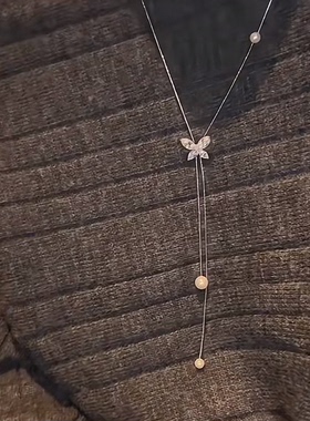 闪锆蝴蝶珍珠吊坠轻奢高级感简约大气锁骨链新年新款精致百搭配饰