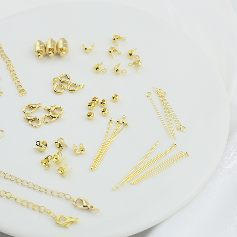 18K包金保色基础材料diy收尾配件球针9字针 开口圈 龙虾扣 延长链,淘宝优惠券,粉丝福利购,淘宝优惠卷
