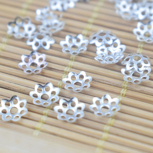 小花托花帽隔片底托珠托6mm手工DIY串珠手链耳环饰品铁质配件材料 - 图1
