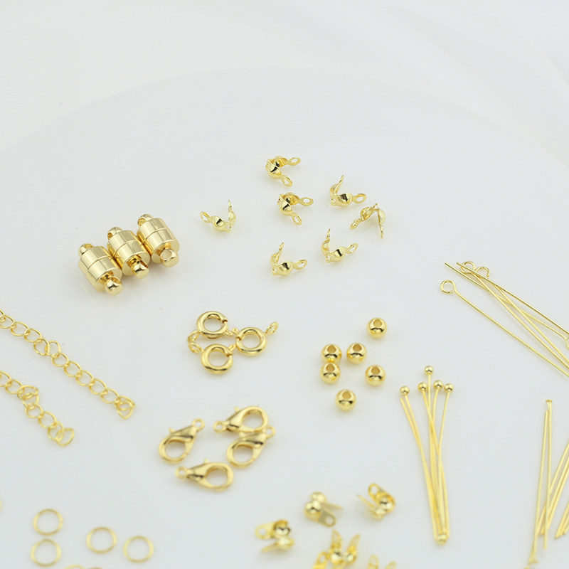 18K包金保色基础材料diy收尾配件球针9字针 开口圈 龙虾扣 延长链,淘宝优惠券,粉丝福利购,淘宝优惠卷
