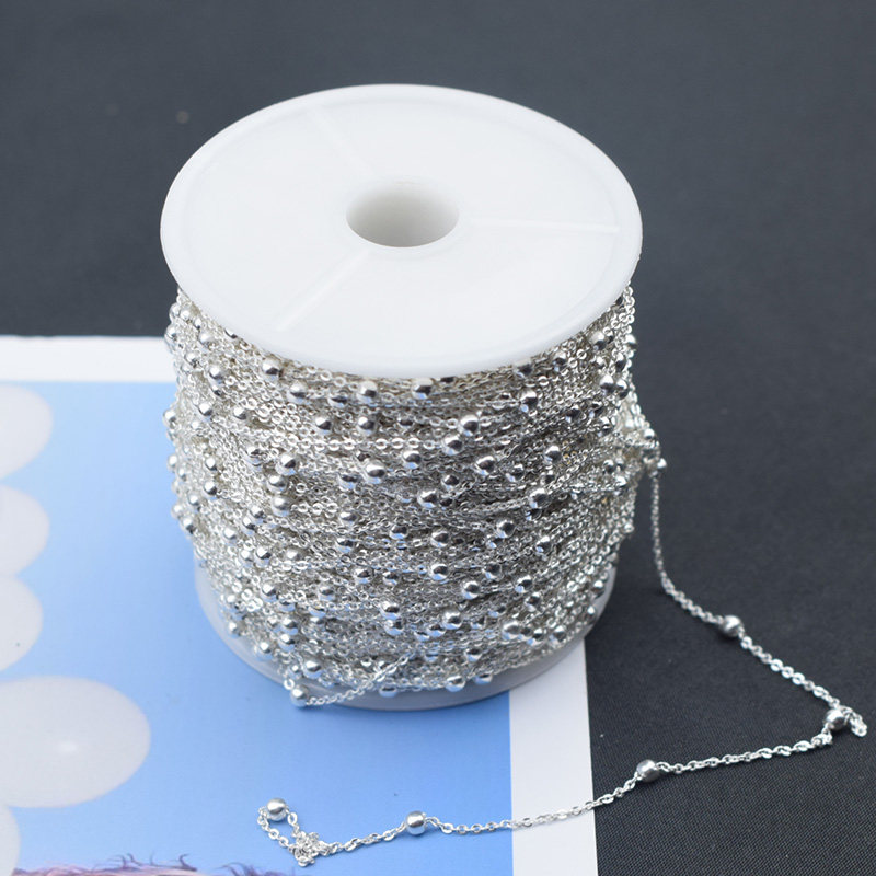 保色纯铜手工diy古风发簪发饰品材料配件 2mm扁O夹珠球链蛇骨链条,淘宝优惠券,粉丝福利购,淘宝优惠卷