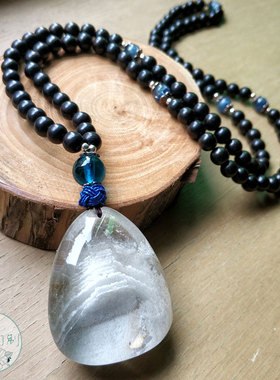 原创首饰品天然白幽灵水晶毛衣链