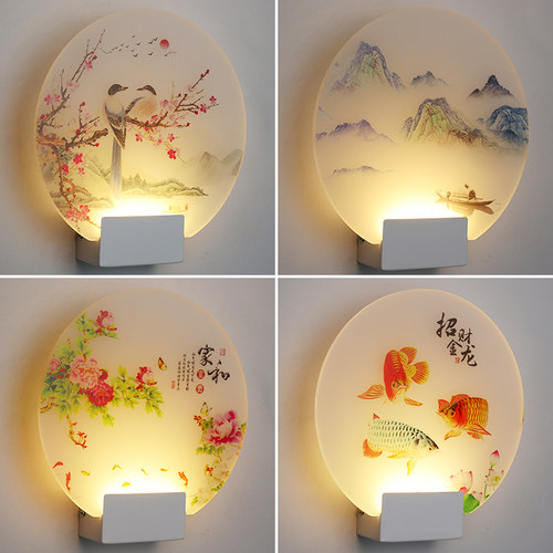床头壁灯卧室现代简约网红卡通背景画酒店餐厅过道婚房造型墙壁灯 - 图2