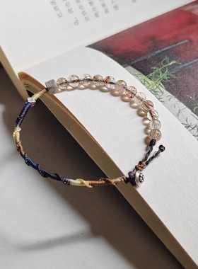 财富之石天然水晶手工编织手链