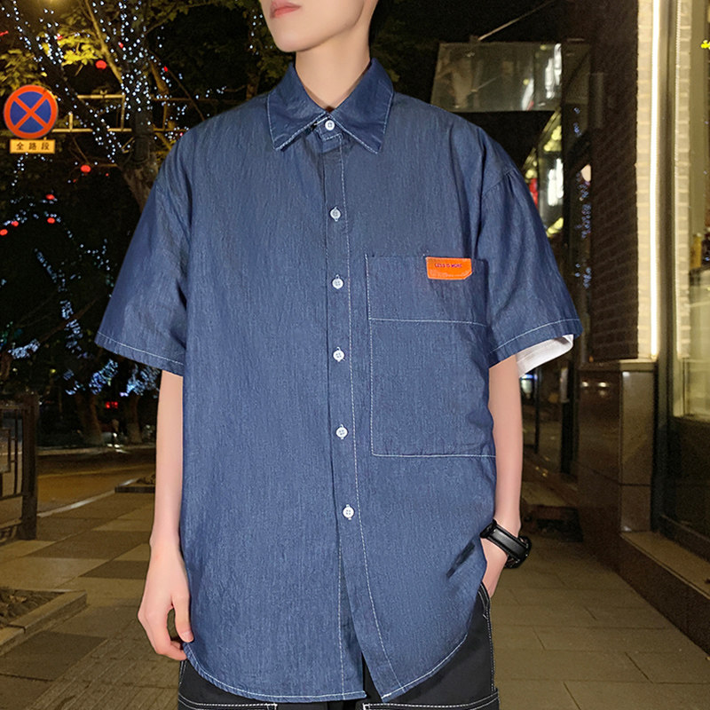 网红很仙的牛仔男痞帅潮牌ins衬衫 ccmkhf衬衫