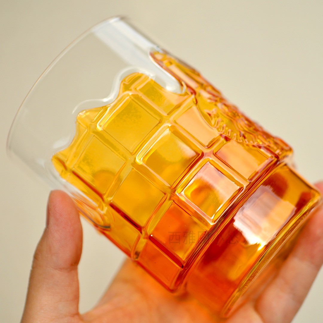 星巴克杯子2023泰国情人节礼物华夫饼蜂蜜系列水杯玻璃杯立体浮雕
