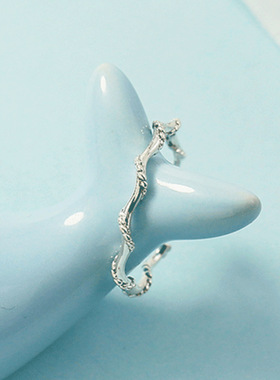 百搭时尚可爱树枝戒指女曲线黑波浪尾戒韩国个性细食指关节戒开口