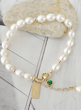 美国包金强光质感方牌天然珍珠