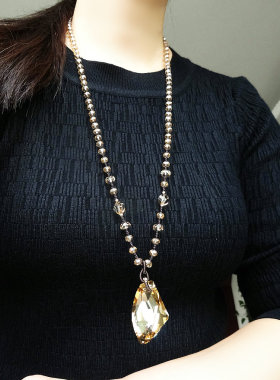 奥地利水晶毛衣女长款挂饰项链