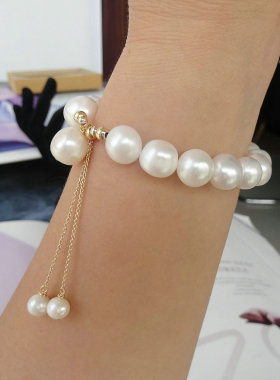 12mm正品天然淡水珍珠女14k包金