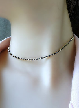 暗黑系ins高级感极细项链水晶