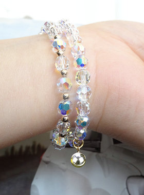 韩版学生饰品百搭双层水晶手链