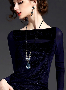 水晶长款欧美配饰节日礼物毛衣链