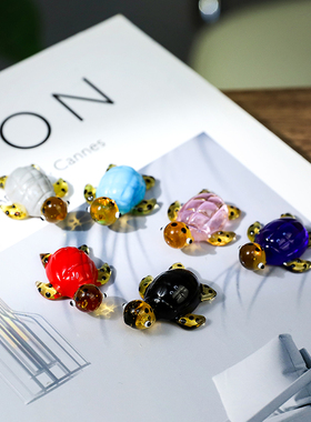 2025新款创意玻璃乌龟桌面摆件可爱卡通迷你小海龟摆件装饰摆件