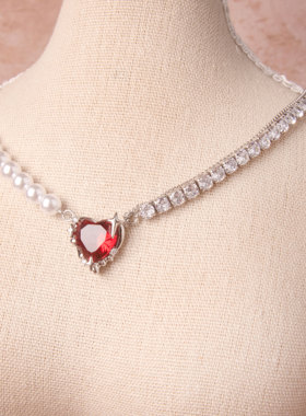 本命年红色项链锆石小众设计感