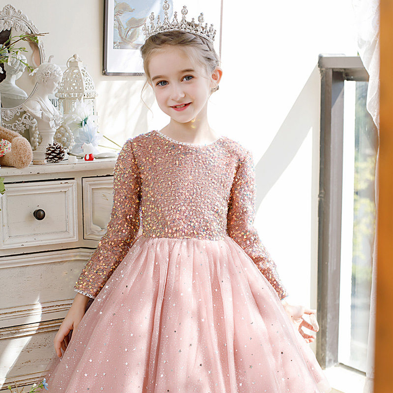 女童长袖小礼服春季花童婚礼高端公主裙轻奢浪漫甜心风钢琴演出服,淘宝优惠券,粉丝福利购,淘宝优惠卷