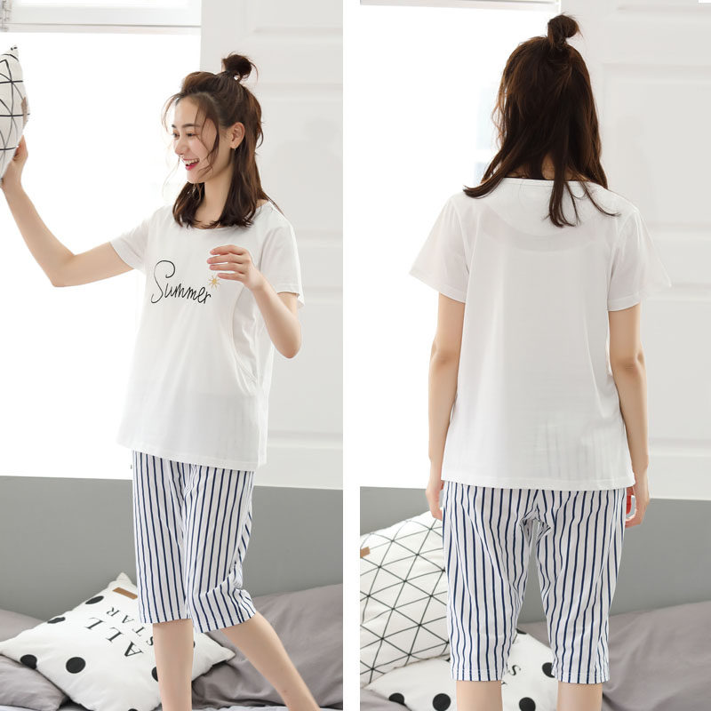 大码短袖七分孕妇月子服棉睡衣 韵娜世家家居服套装