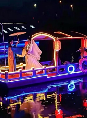 仿古水上花船景区观光道具表演船