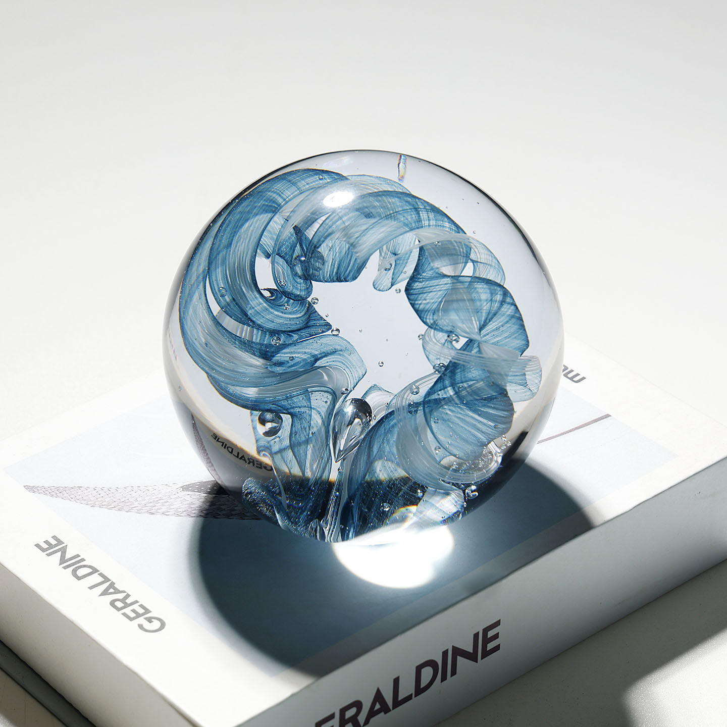 创意抽象蓝花纹琉璃水晶球摆件客厅办公室桌面装饰纪念品装饰礼物,淘宝优惠券,粉丝福利购,淘宝优惠卷