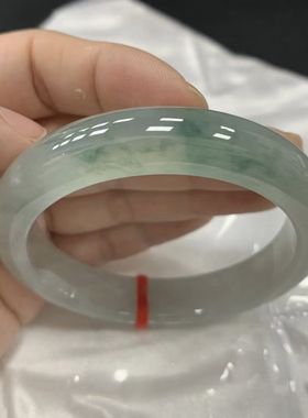 新款天然缅甸翡翠玉手镯玉石真品玉镯子飘蓝花冰种手镯冰透高送礼