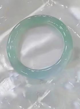 透冰种飘花翡翠手镯女半山水正圈水润气质玉镯子单色处理胖人手镯