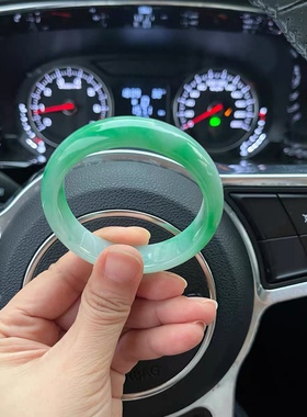 玉镯冰糯种飘阳绿缅甸A老坑翡翠镯子帝王绿油青玉石手镯影视道具