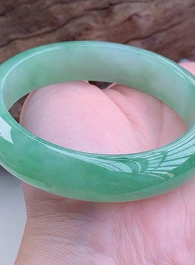 【新品】天然镯子翡翠色a货冰种浅绿高端手镯子女送妈妈女友玻璃