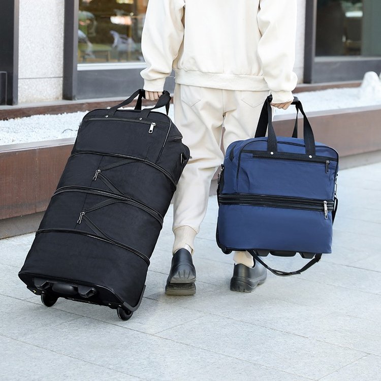 超大容量搬家拉杆包行李袋旅行包棉被包防水可扩展拉杆箱包带轮子 - 图0