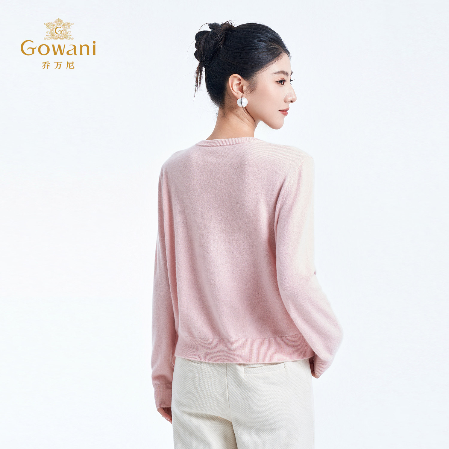 【山羊绒】乔万尼粉色圆领针织开衫淑女长袖毛衣外套ED4M822,淘宝优惠券,粉丝福利购,淘宝优惠卷