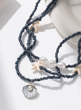 新款波西米亚贝壳海星多层女项链