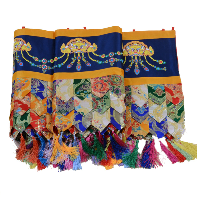 藏式风格居家布艺装饰帷幔藏族特色印狮头五彩普玛墙裙桌围5米-图3