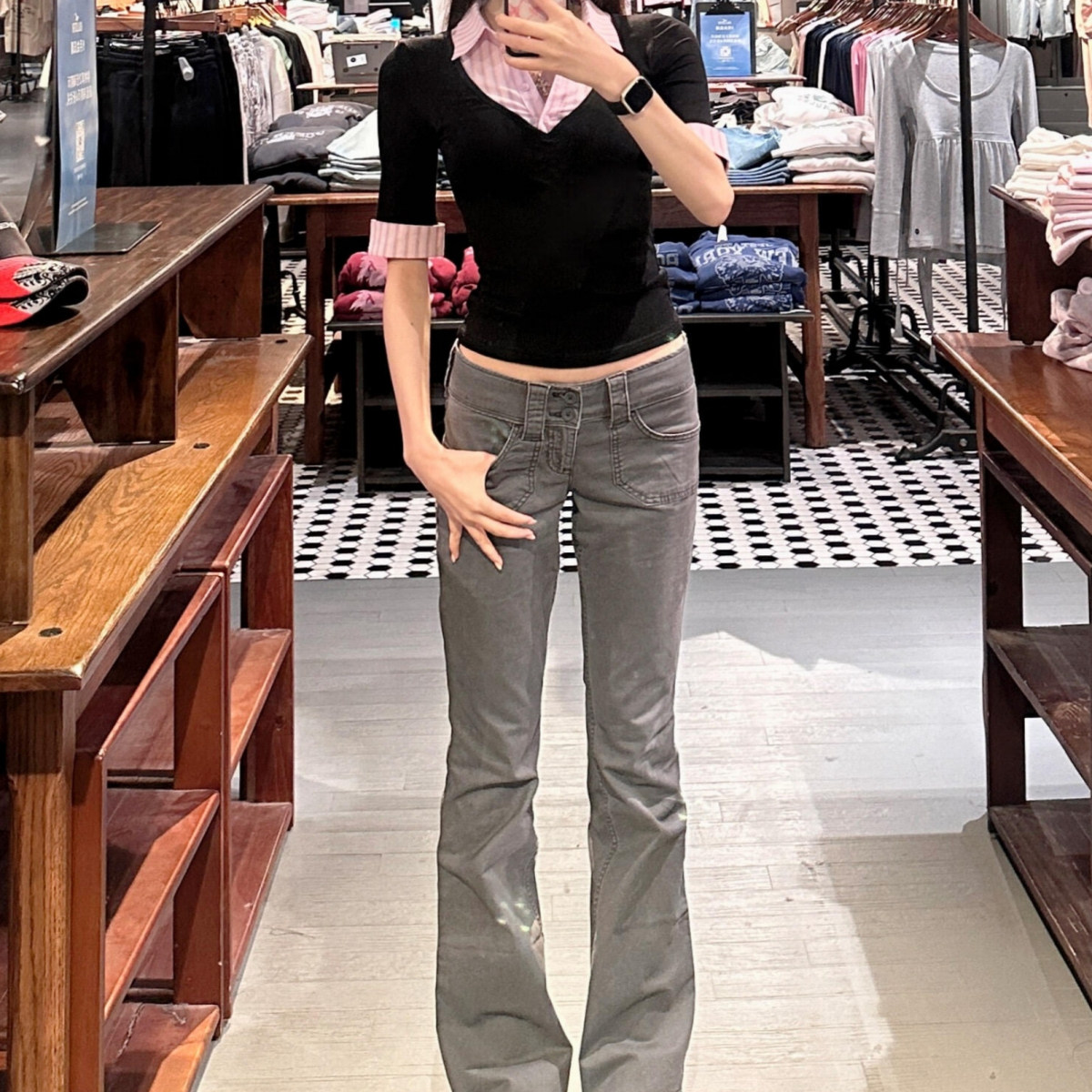 美式辣妹y2k低腰微喇叭休闲牛仔裤女2025秋季新款修身直筒长裤子,淘宝优惠券,粉丝福利购,淘宝优惠卷