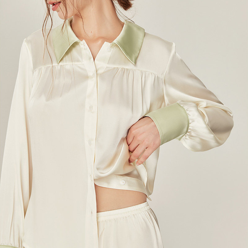 珊目尔2021年春秋新款女衬衫领睡衣 珊目尔睡衣/家居服套装