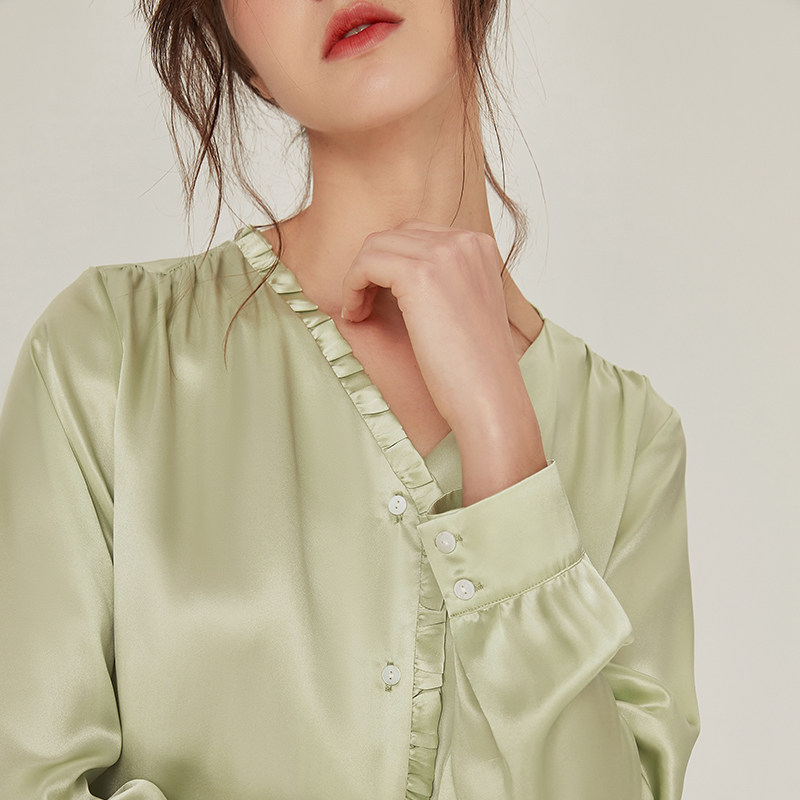 2022年新款v领长袖春秋大牌睡衣 珊目尔睡衣/家居服套装